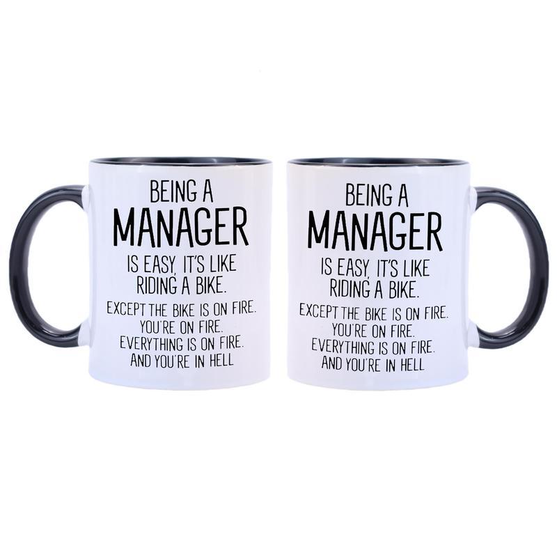 Funny Manager Quote Mug, 11oz Ceramic Coffee Cup, Sarcastic Gift for Friends, Mom, Dad, or Coworkers, Inspirational Humor Drinkware