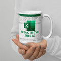 Freak in the Sheets Funny Coffee Mug â€“ White Glossy Ceramic Cup, Perfect Gift for Excel, Humorous Office Mug